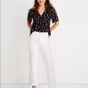 Madewell slim wide leg crop jeans, tile white patch pocket 29